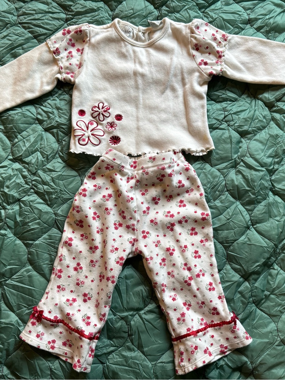 Girls' Cream and Pink Floral Set